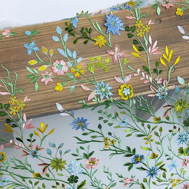 Is Sewing A Textile Craft - 90x130cm Floral Vine Embroidered Tulle Lace