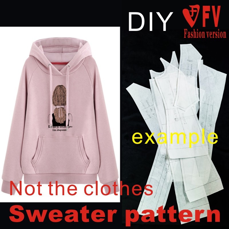 Textile Sewing Patterns - DIY handmade women's raglan sleeve hooded